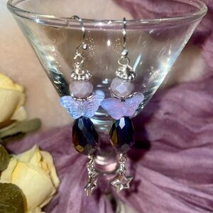 Lavender Remembrance Angel Earrings